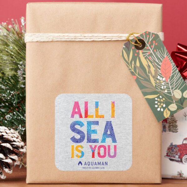 Aquaman____All_I_Sea_Is_You__Colorful_Paisley_Square_Sticker_5 Aquaman All I Sea Is You Colorful Paisley Square Sticker