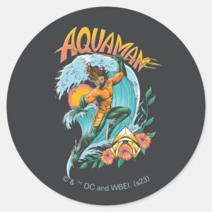 Aquaman_and_Trident_Rising_Surf_Graphic_Classic_Round_Sticker_1 Aquaman And Trident Rising Surf Graphic Classic Round Sticker