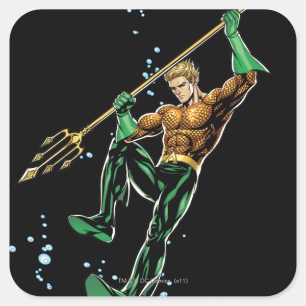 Aquaman_with_Spear_Square_Sticker_1 Aquaman With Spear Square Sticker
