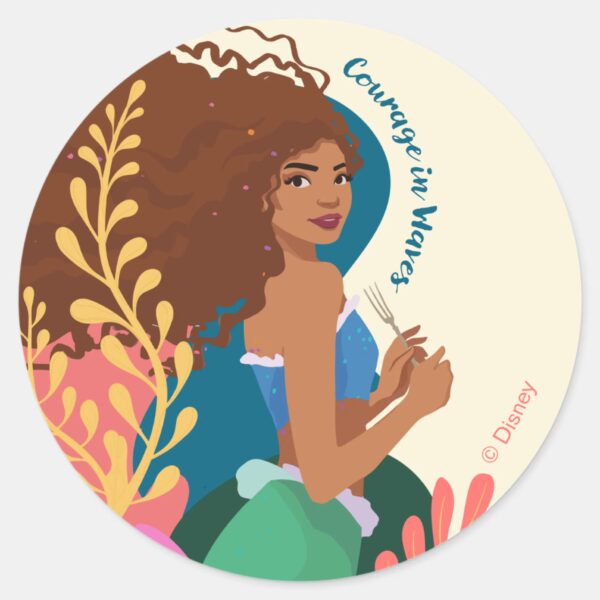 Ariel_Courage_in_Waves_Classic_Round_Sticker_1 Ariel Courage In Waves Classic Round Sticker