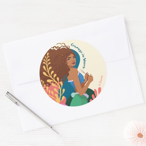 Ariel_Courage_in_Waves_Classic_Round_Sticker_3 Ariel Courage In Waves Classic Round Sticker