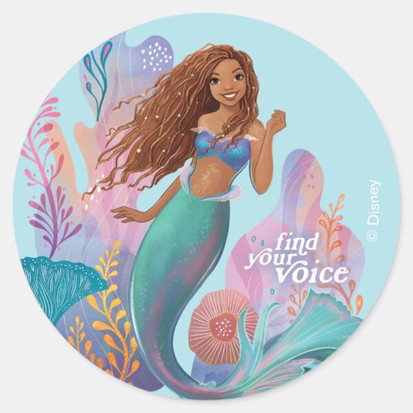 Ariel_Find_Your_Voice_Classic_Round_Sticker_1 Ariel Find Your Voice Classic Round Sticker