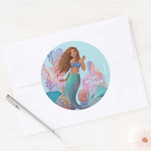 Ariel_Find_Your_Voice_Classic_Round_Sticker_3 Ariel Find Your Voice Classic Round Sticker