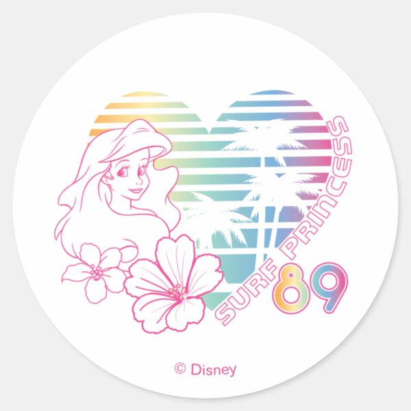 Ariel_Surf_Princess_89_Tropical_Heart_Classic_Round_Sticker_1 Ariel Surf Princess 89 Tropical Heart Classic Round Sticker
