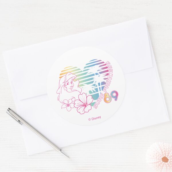 Ariel_Surf_Princess_89_Tropical_Heart_Classic_Round_Sticker_3 Ariel Surf Princess 89 Tropical Heart Classic Round Sticker