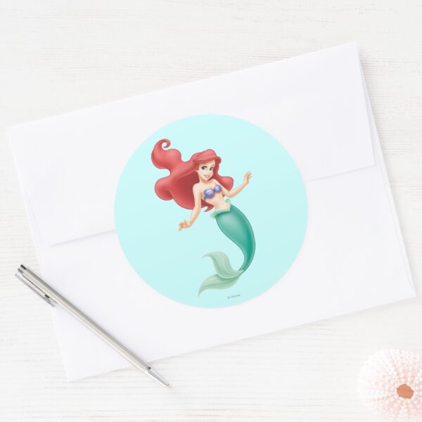 Ariel_Swimming_Classic_Round_Sticker_3 Ariel Swimming Classic Round Sticker