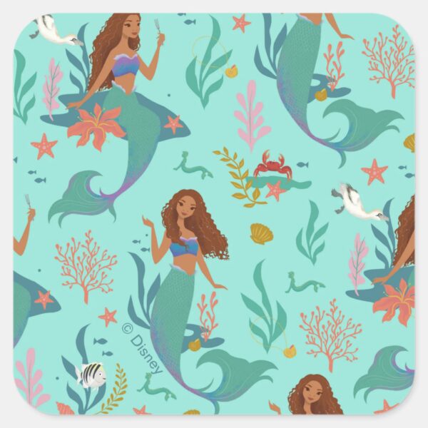 Ariel_Undersea_Adventure_Pattern_Square_Sticker_1 Ariel Undersea Adventure Pattern Square Sticker