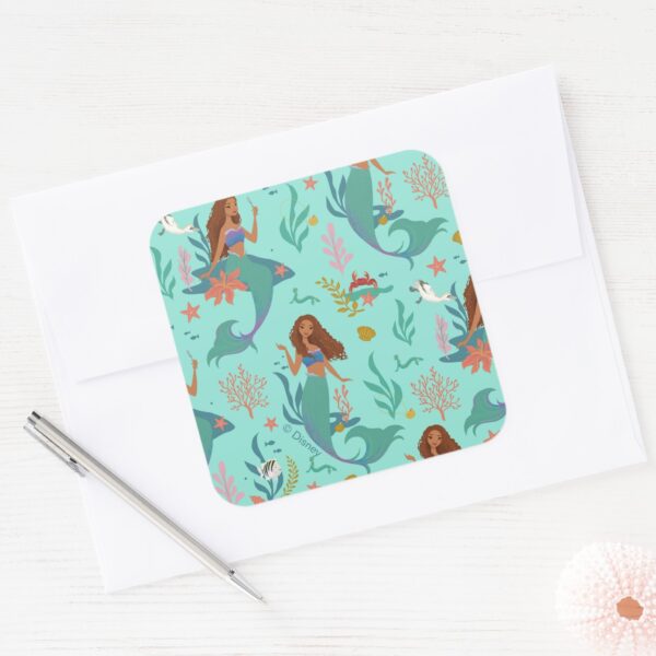 Ariel_Undersea_Adventure_Pattern_Square_Sticker_3 Ariel Undersea Adventure Pattern Square Sticker