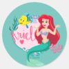 Ariel_With_Flounder_Name_Graphic_Classic_Round_Sticker_1 Ariel With Flounder Name Graphic Classic Round Sticker