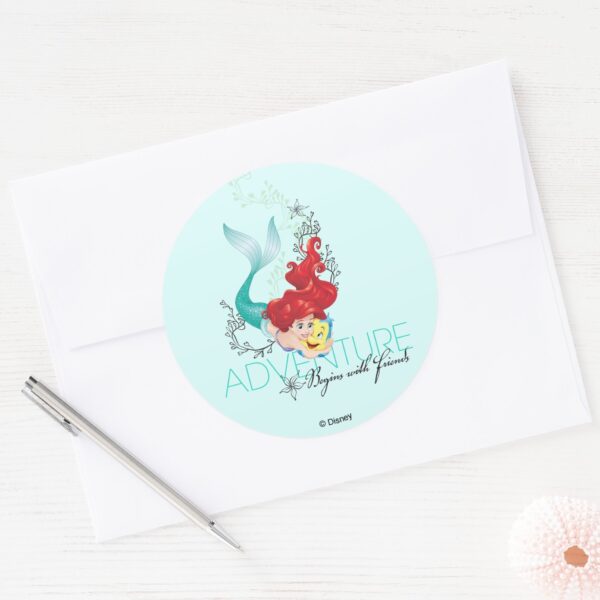 Ariel___Adventure_Begins_With_Friends_Classic_Round_Sticker_3 Ariel Adventure Begins With Friends Classic Round Sticker