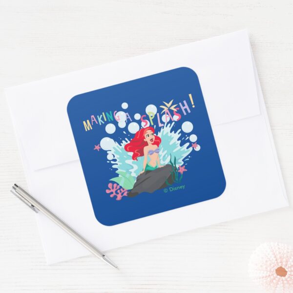 Ariel___Making_A_Splash!_Square_Sticker_3 Ariel Making A Splash Square Sticker