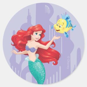 Ariel_and_Flounder_Classic_Round_Sticker_1 Ariel And Flounder Classic Round Sticker