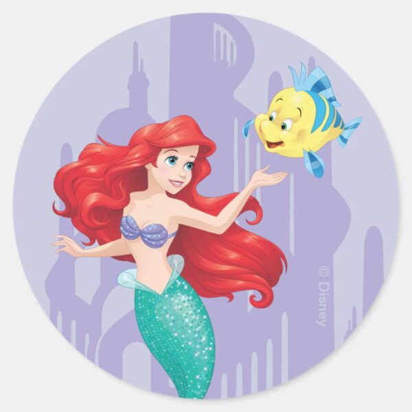 Ariel_and_Flounder_Classic_Round_Sticker_1 Ariel And Flounder Classic Round Sticker