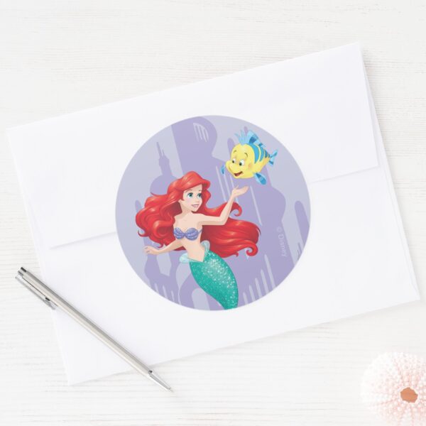 Ariel_and_Flounder_Classic_Round_Sticker_3 Ariel And Flounder Classic Round Sticker