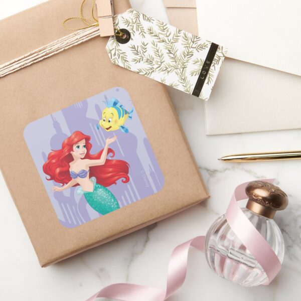 Ariel_and_Flounder_Square_Sticker_5 Ariel And Flounder Square Sticker