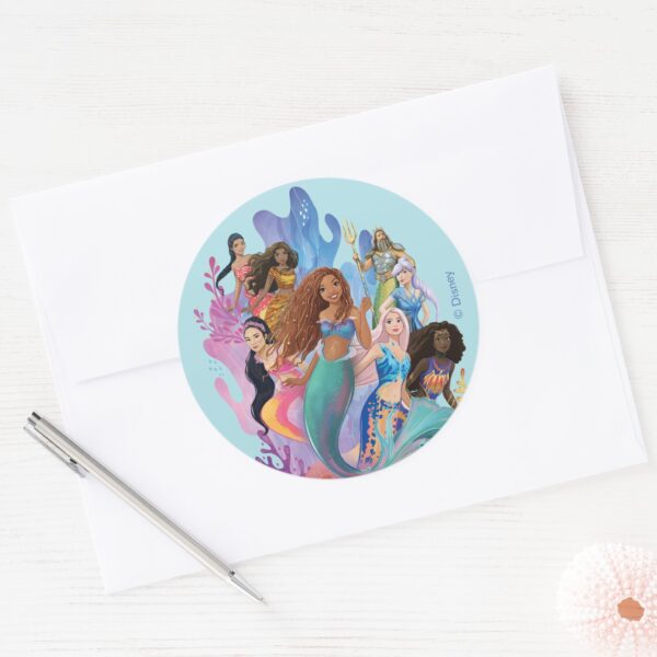 Ariel_and_her_Family_Classic_Round_Sticker_3 Ariel And Her Family Classic Round Sticker