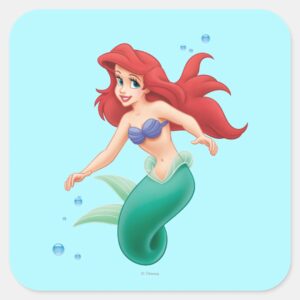 Ariel With Bubbles Square Sticker