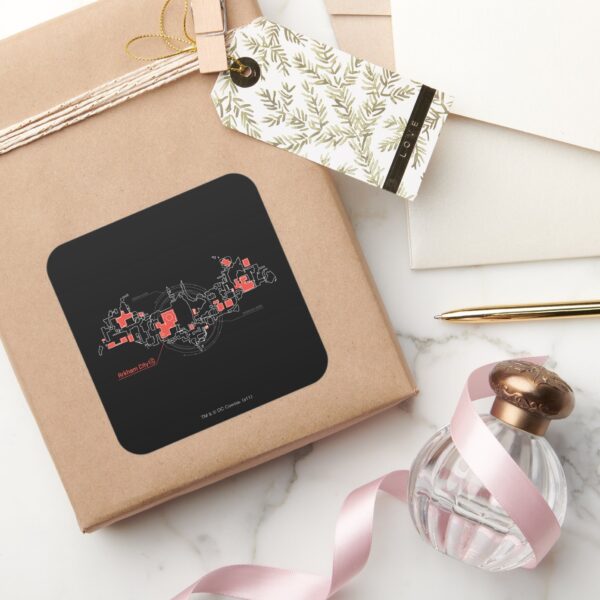 Arkham_City_Diagram_Square_Sticker_5 Arkham City Diagram Square Sticker