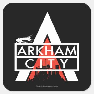 Arkham City Logo White Square Sticker