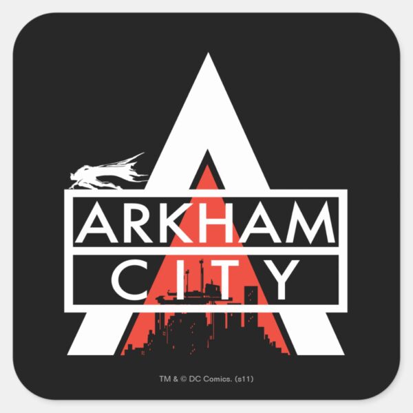 Arkham_City_Logo_White_Square_Sticker_1 Arkham City Logo White Square Sticker