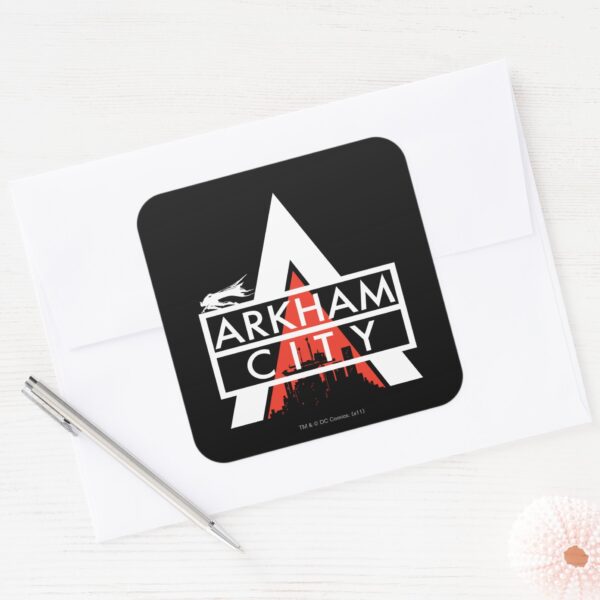 Arkham_City_Logo_White_Square_Sticker_3 Arkham City Logo White Square Sticker