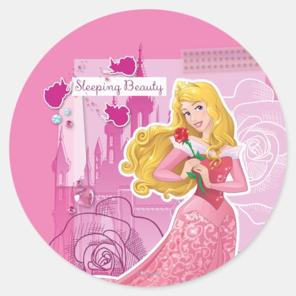 Aurora_-_Sleeping_Beauty_Classic_Round_Sticker_1 Aurora Sleeping Beauty Classic Round Sticker