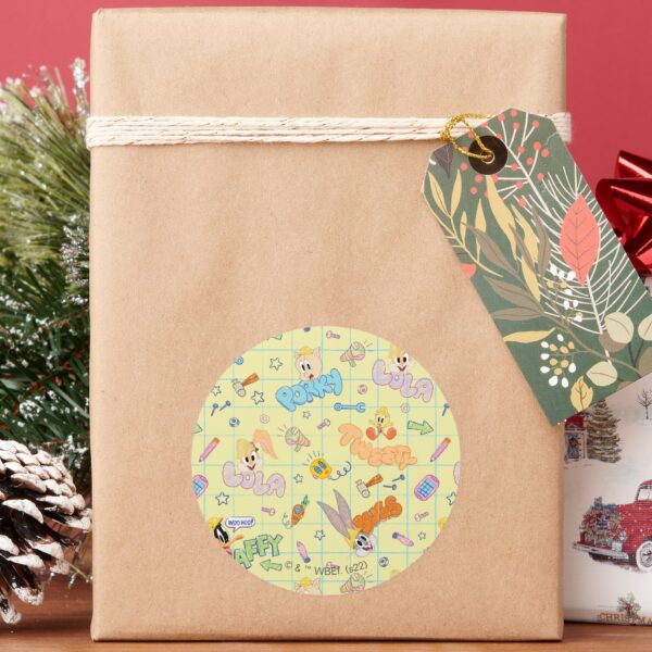 BUGS_BUNNY_BUILDERS™__Character_Sketch_Pattern_Classic_Round_Sticker_5 BUGS BUNNY BUILDERS™ Character Sketch Pattern Classic Round Sticker