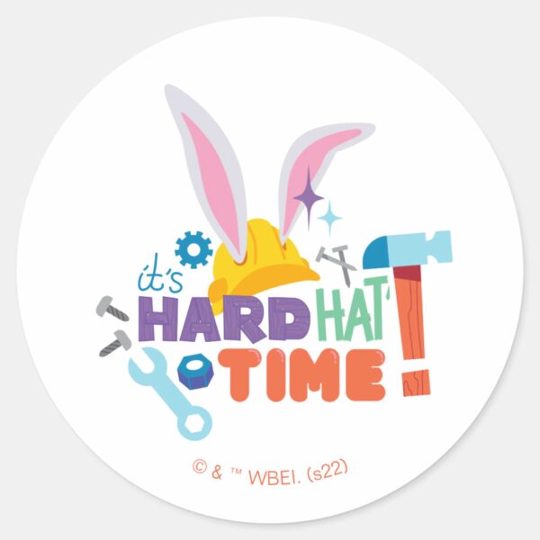 BUGS_BUNNY_BUILDERS™__It's_Hard_Hat_Time_Classic_Round_Sticker_1 BUGS BUNNY BUILDERS™ Its Hard Hat Time Classic Round Sticker