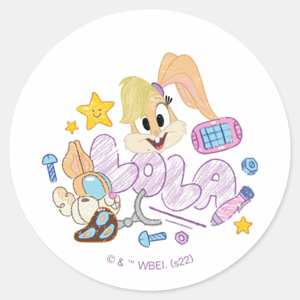 BUGS_BUNNY_BUILDERS™__Lola_Sketch_Art_Classic_Round_Sticker_1 BUGS BUNNY BUILDERS™ Lola Sketch Art Classic Round Sticker