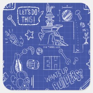 BUGS BUNNY BUILDERS™ Sketch Blueprint Pattern Square Sticker