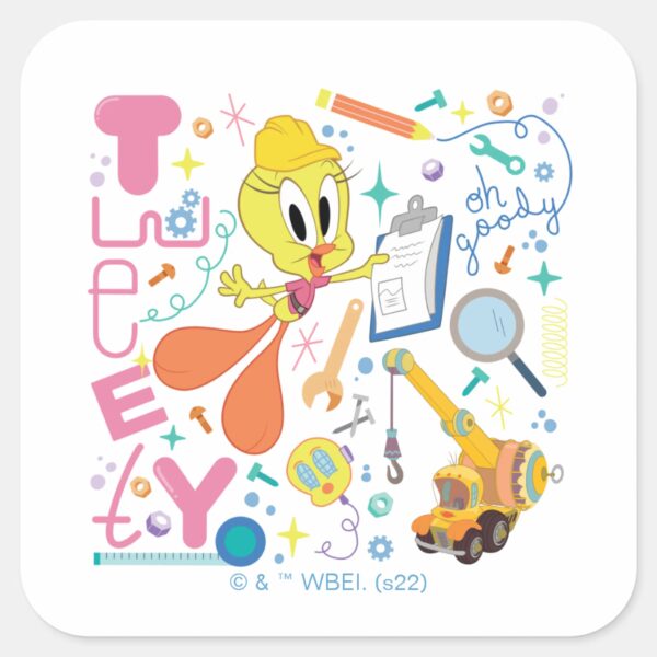 BUGS_BUNNY_BUILDERS™__TWEETY™_Work_Tools_Square_Sticker_1 BUGS BUNNY BUILDERS™ TWEETY™ Work Tools Square Sticker