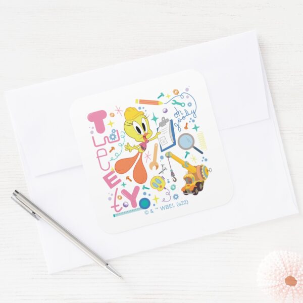 BUGS_BUNNY_BUILDERS™__TWEETY™_Work_Tools_Square_Sticker_3 BUGS BUNNY BUILDERS™ TWEETY™ Work Tools Square Sticker
