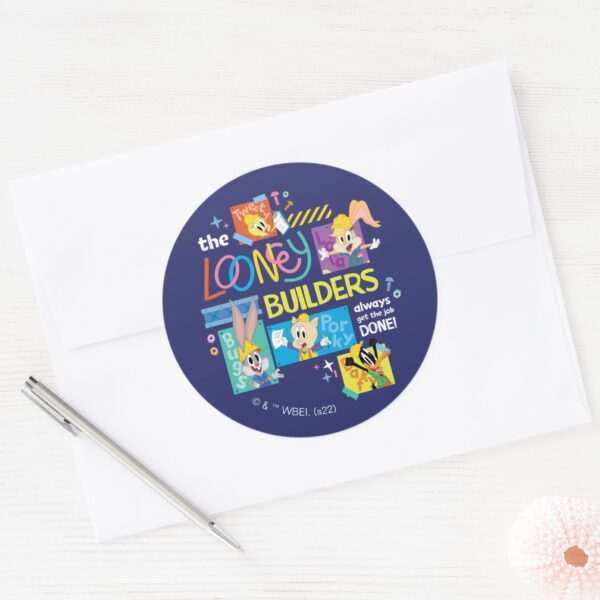 BUGS_BUNNY_BUILDERS™__The_Looney_Builders_Collage_Classic_Round_Sticker_3 BUGS BUNNY BUILDERS™ The Looney Builders Collage Classic Round Sticker