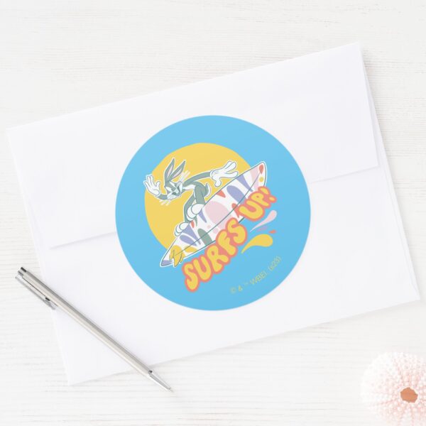 BUGS_BUNNY™_-_Surfs_Up!_Classic_Round_Sticker_3 BUGS BUNNY™ Surfs Up Classic Round Sticker