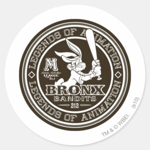 BUGS BUNNY™ Bronx Bombers Round Logo B W Classic Round Sticker