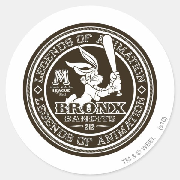 BUGS_BUNNY™_Bronx_Bomber's_Round_Logo_B_W_Classic_Round_Sticker_1 BUGS BUNNY™ Bronx Bombers Round Logo B W Classic Round Sticker