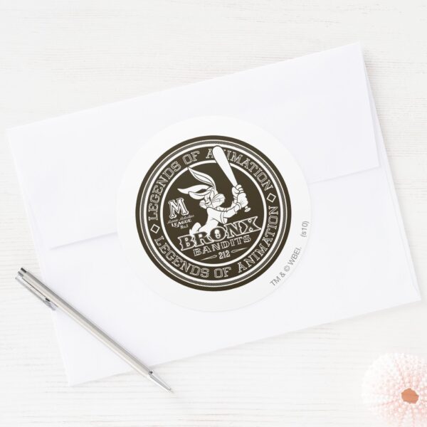 BUGS_BUNNY™_Bronx_Bomber's_Round_Logo_B_W_Classic_Round_Sticker_3 BUGS BUNNY™ Bronx Bombers Round Logo B W Classic Round Sticker