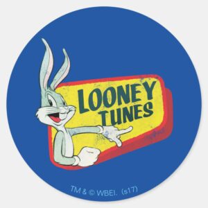 BUGS BUNNY™ LOONEY TUNES™ Retro Patch Classic Round Sticker
