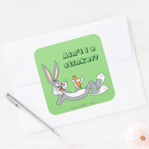BUGS_BUNNY™_Lying_Down_Eating_Carrot_Square_Sticker_3 BUGS BUNNY™ Lying Down Eating Carrot Square Sticker