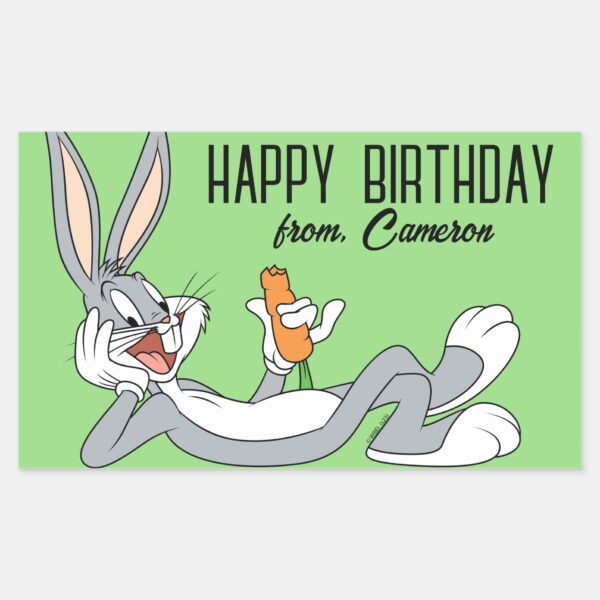 BUGS_BUNNY™_Lying_Down___Happy_Birthday_Rectangular_Sticker_1 BUGS BUNNY™ Lying Down Happy Birthday Rectangular Sticker