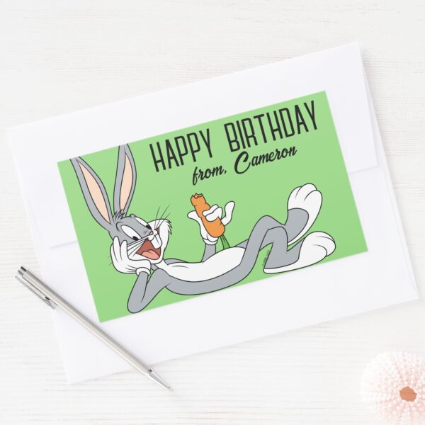 BUGS_BUNNY™_Lying_Down___Happy_Birthday_Rectangular_Sticker_3 BUGS BUNNY™ Lying Down Happy Birthday Rectangular Sticker