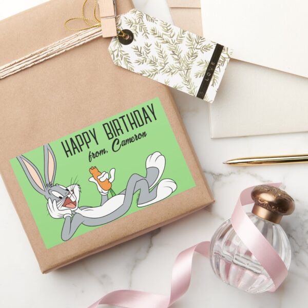BUGS_BUNNY™_Lying_Down___Happy_Birthday_Rectangular_Sticker_5 BUGS BUNNY™ Lying Down Happy Birthday Rectangular Sticker