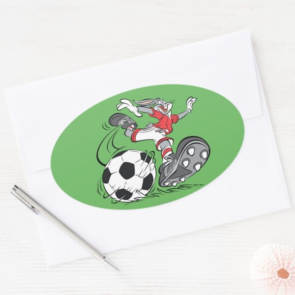 BUGS BUNNY™ Playing Soccer Oval Sticker