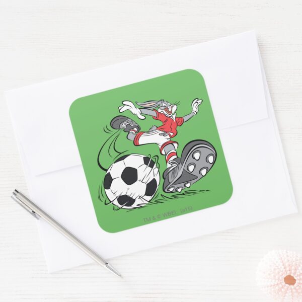 BUGS_BUNNY™_Playing_Soccer_Square_Sticker_3 BUGS BUNNY™ Playing Soccer Square Sticker