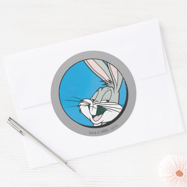 BUGS_BUNNY™_Retro_Blue_Patch_Classic_Round_Sticker_3 BUGS BUNNY™ Retro Blue Patch Classic Round Sticker