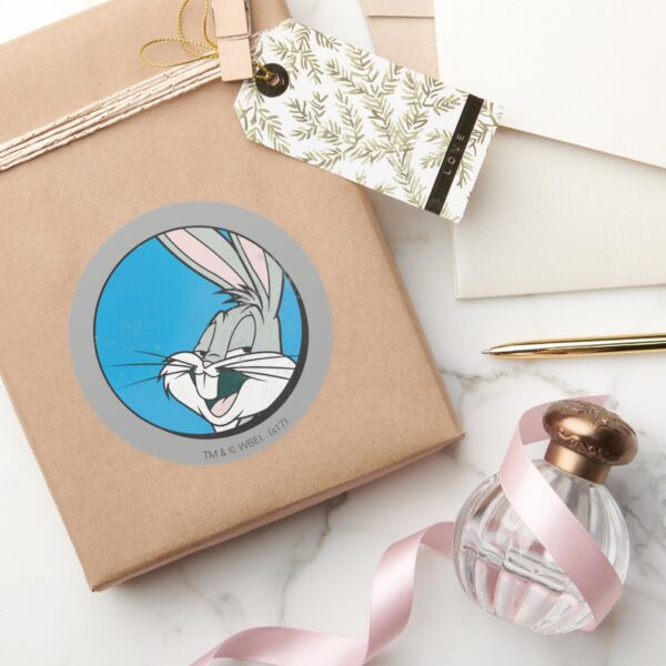 BUGS_BUNNY™_Retro_Blue_Patch_Classic_Round_Sticker_5 BUGS BUNNY™ Retro Blue Patch Classic Round Sticker