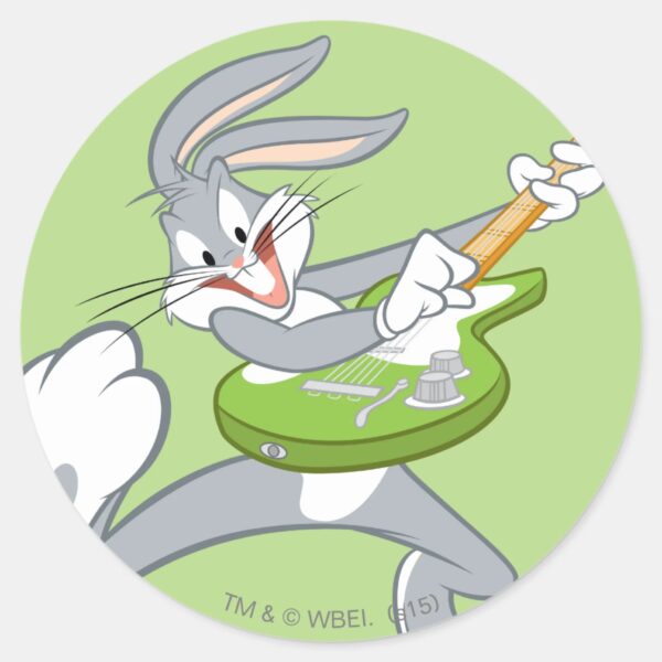 BUGS BUNNY™ Rocking On Guitar Classic Round Sticker