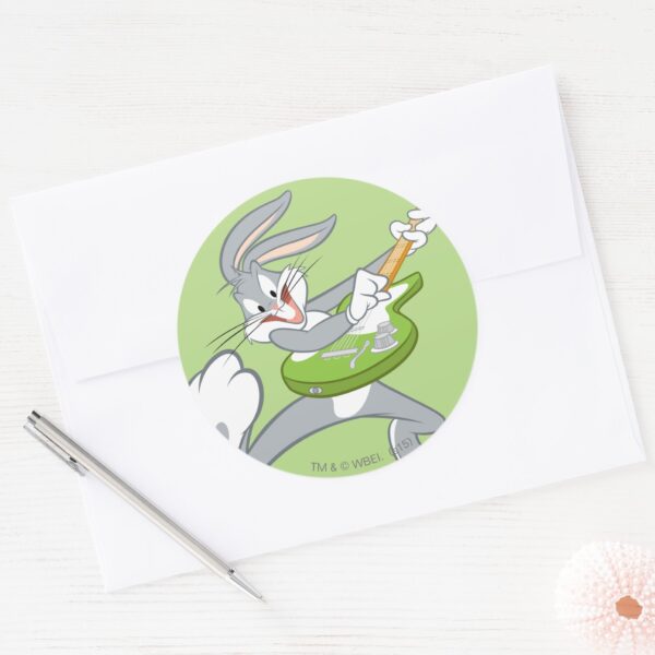 BUGS BUNNY™ Rocking On Guitar Classic Round Sticker