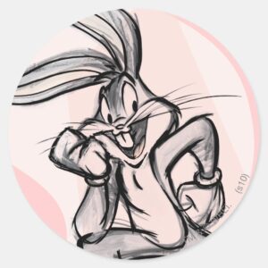 BUGS BUNNY™ Thinker Light Pink Classic Round Sticker