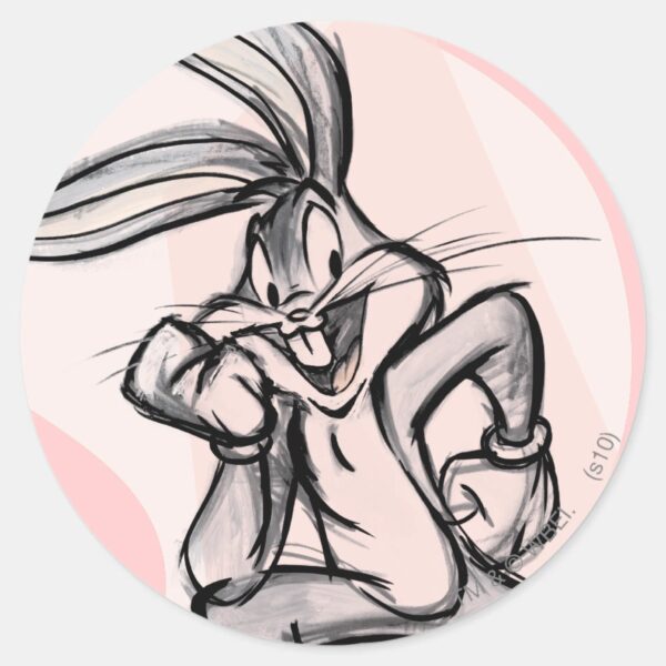 BUGS_BUNNY™_Thinker_Light_Pink_Classic_Round_Sticker_1 BUGS BUNNY™ Thinker Light Pink Classic Round Sticker
